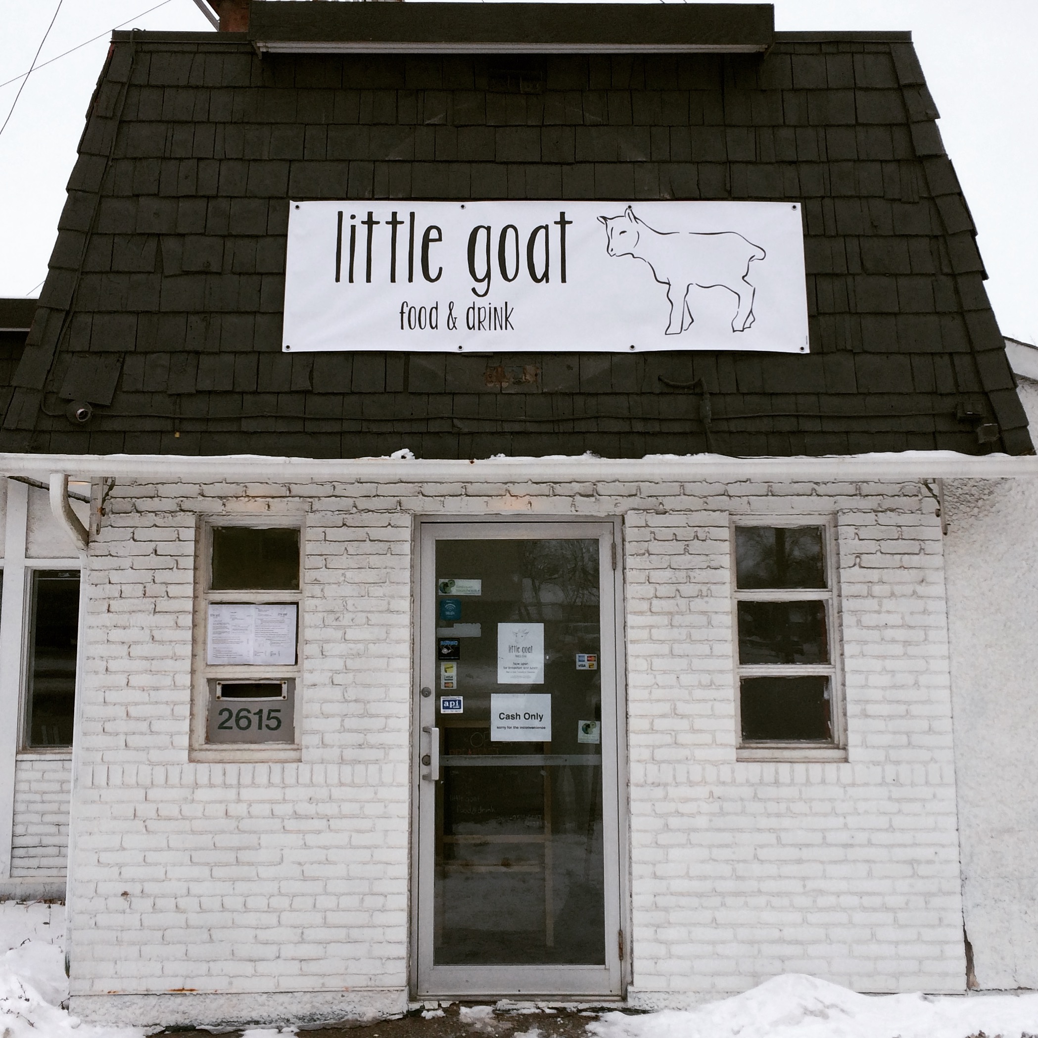 The store front of Little Goat Food and Drink in Winnipeg, Manitoba.